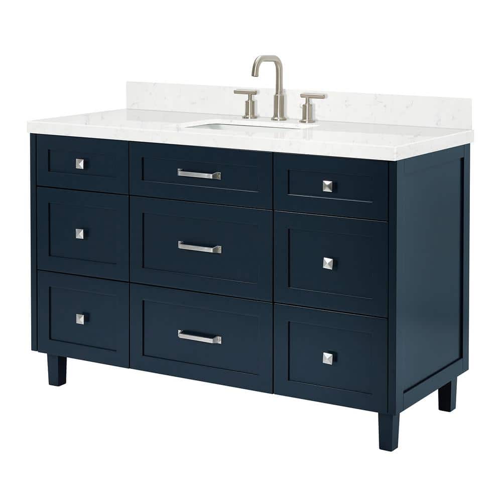 Midnight Blue 54" Single Sink Vanity with Carrara Quartz Top
