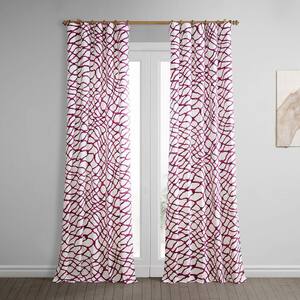 Ellis Pink Printed Cotton Twill Rod Pocket Room Darkening Curtain - 50 in. W x 108 in. L (1 Panel)