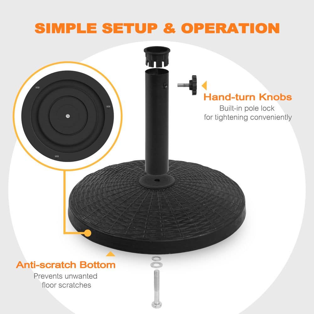Black Heavy-Duty Round Concrete Patio Umbrella Base