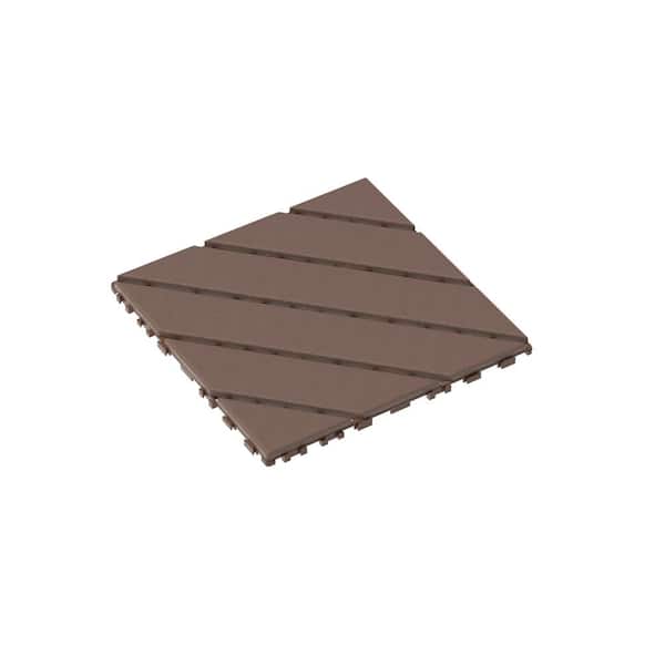 ITOPFOX 11.8 in. x 11.8 in. Square Waterproof Patio Plastic Interlocking Deck Tiles in Dark Brown 44-Pack