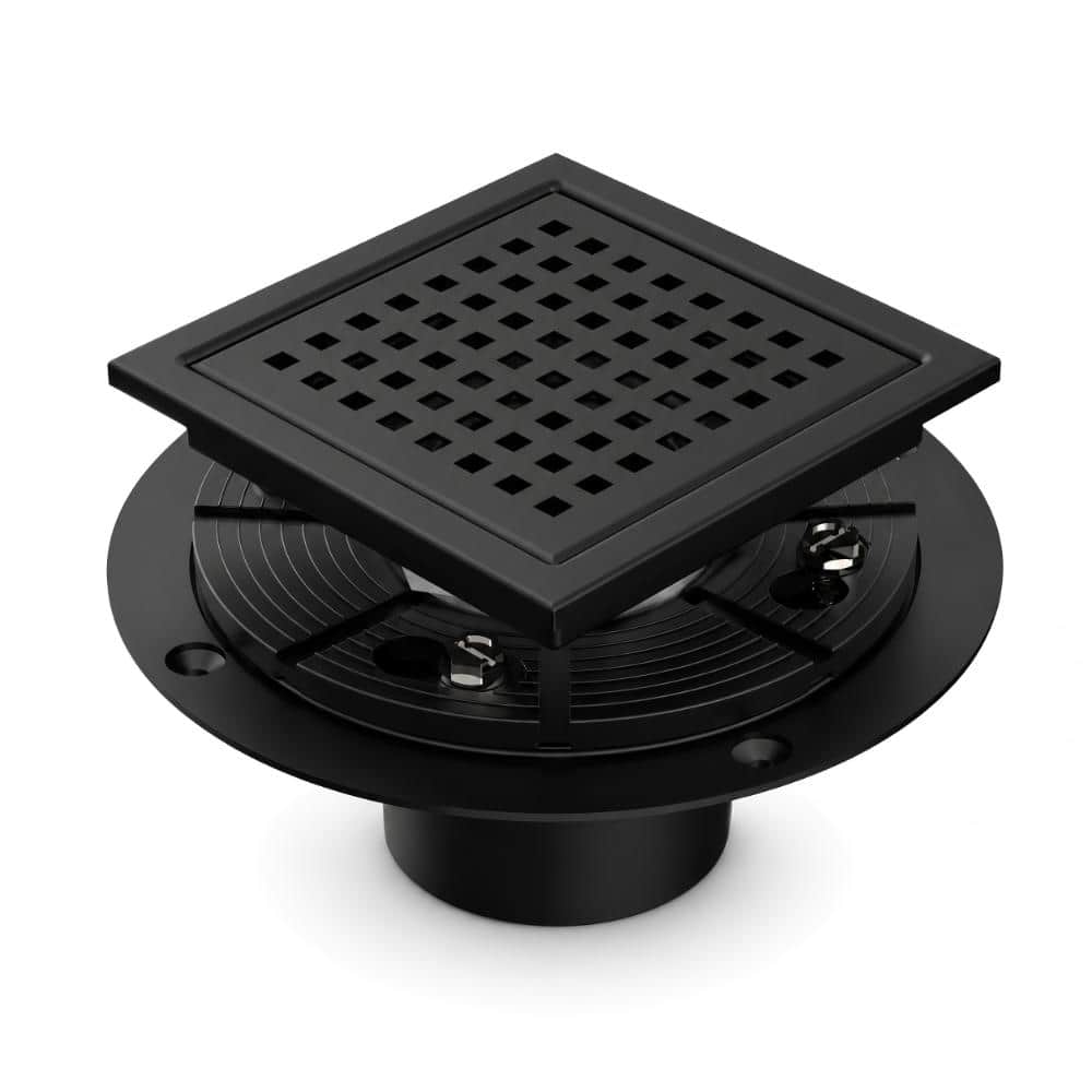 4 in. Square Shower Drain with Removable Grid Grate and Hair Strainer in Matte Black price history on PriceWatchPro