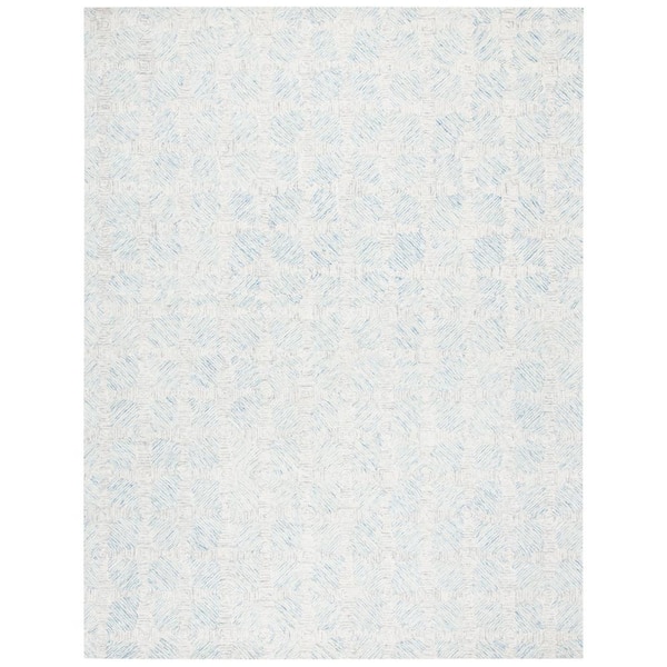SAFAVIEH Abstract Ivory/Light Blue 6 ft. x 9 ft. Rustic Distressed Area Rug