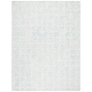 Abstract Ivory/Light Blue 8 ft. x 10 ft. Rustic Distressed Area Rug