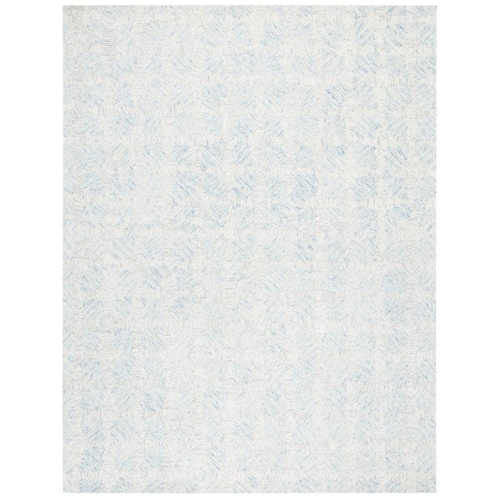 Handmade Light Blue Abstract Wool Area Rug, 9' x 12'