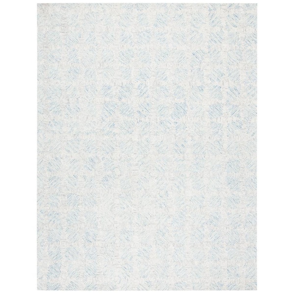 SAFAVIEH Abstract Ivory/Light Blue 9 ft. x 12 ft. Rustic Distressed Area Rug