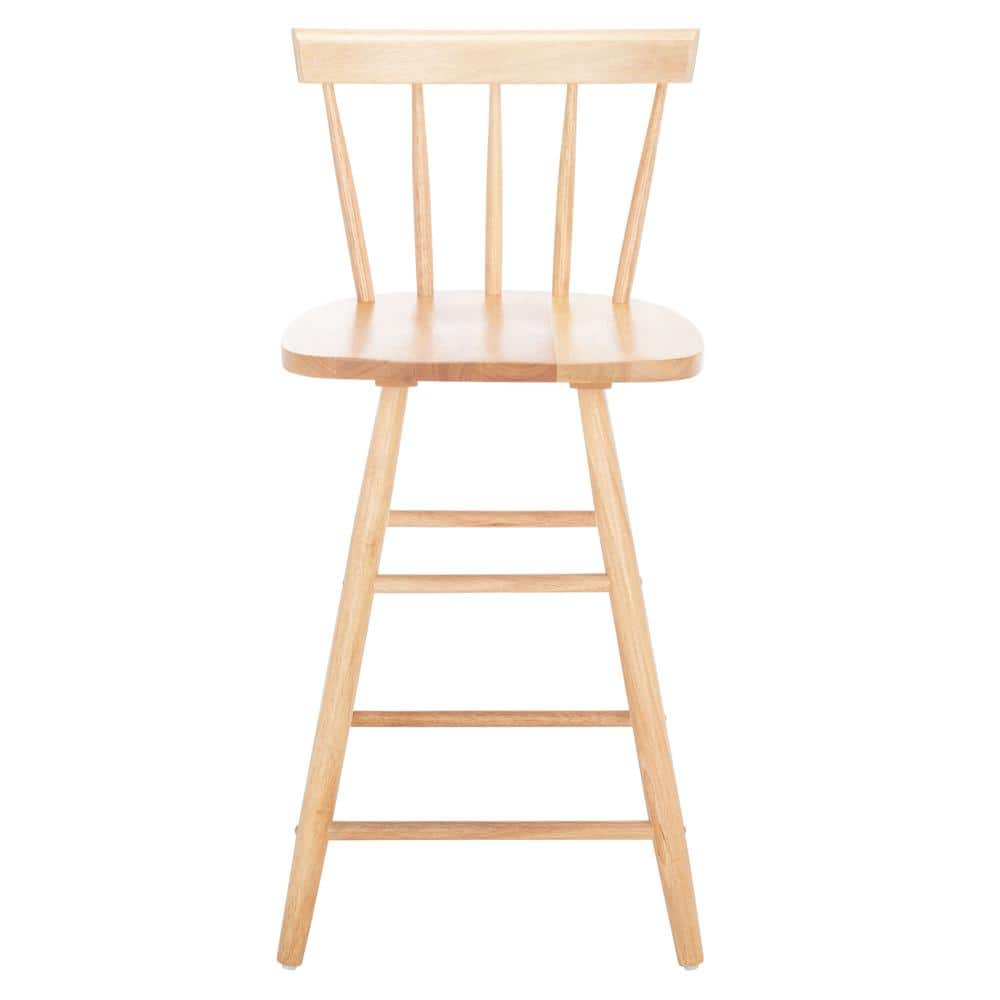 SAFAVIEH Tally 25 in. Natural Low Back Wood Frame Counter Stool with ...