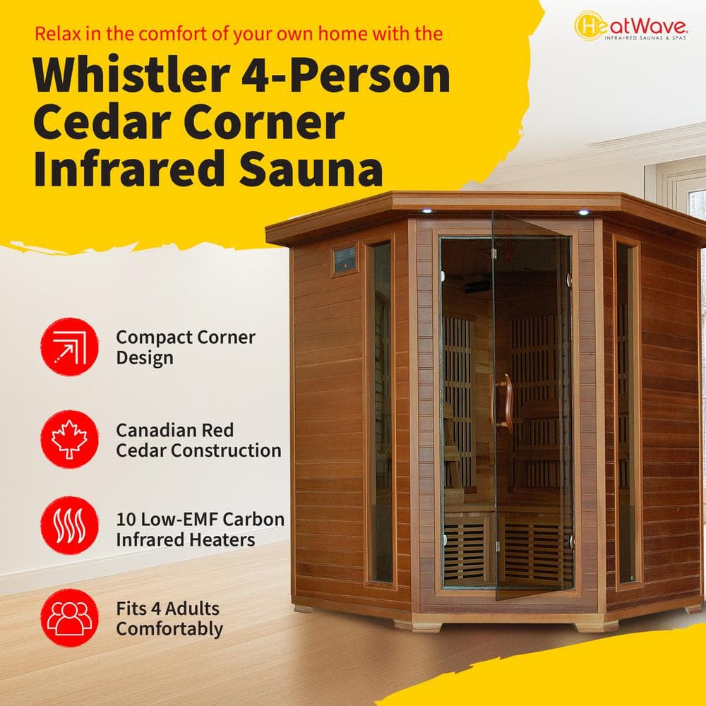 Canadian Red Cedar 4-Person Corner Infrared Sauna
