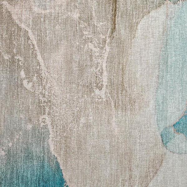 Teal 2 ft. x 3 ft. Woven Abstract Polyester Rectangle Indoor/Outdoor Area Rug