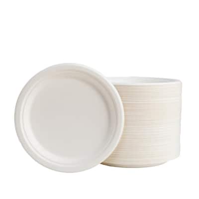 9 in. White Sugarcane Plates (300 Pack)