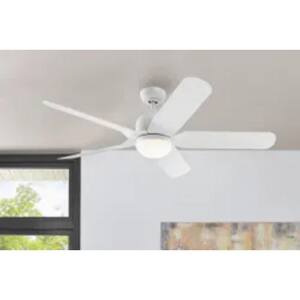 Sarita 54 in. White Changing LED Indoor Matte White Ceiling Fan with Remote and DC Motor Included Powered by Hubspace