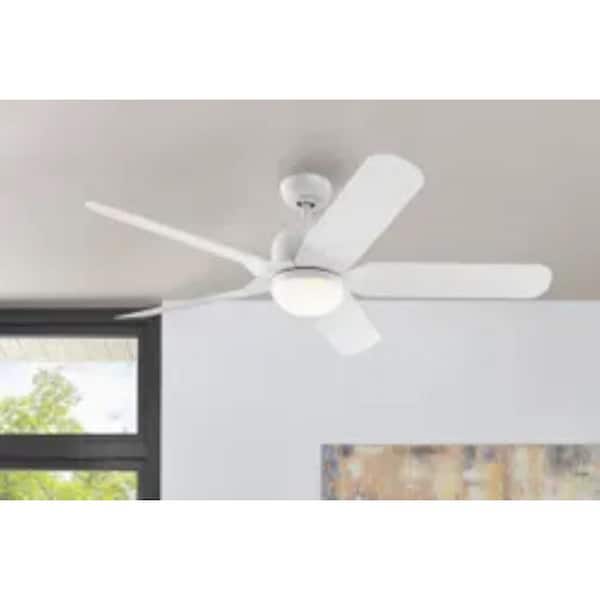 Sarita 54 in. White Changing LED Indoor Matte White Ceiling Fan with Remote and DC Motor Included Powered by Hubspace