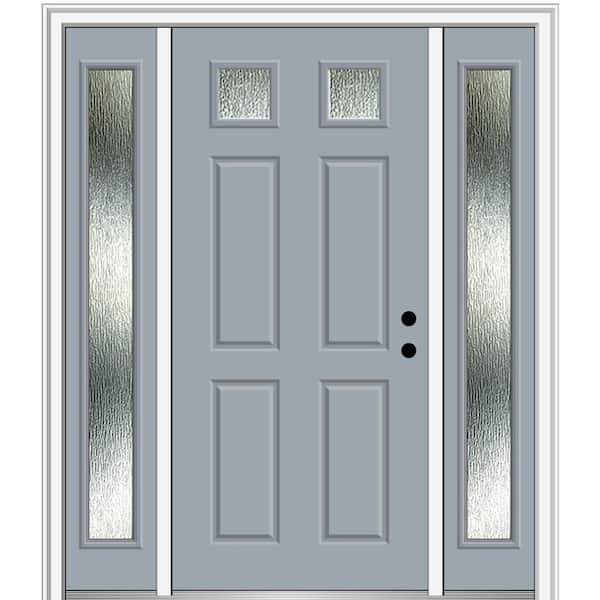 MMI Door 64 in. x 80 in. Left-Hand Inswing Rain Glass Storm Cloud Fiberglass Prehung Front Door on 4-9/16 in. Frame