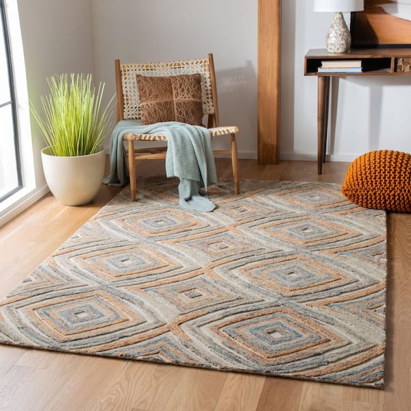 Kilim Sage/Gold 8 ft. x 10 ft. High-Low Geometric Area Rug
