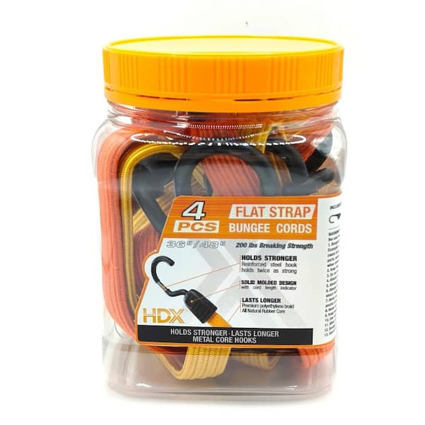 4-Pack Assorted Flat Bungee Cords
