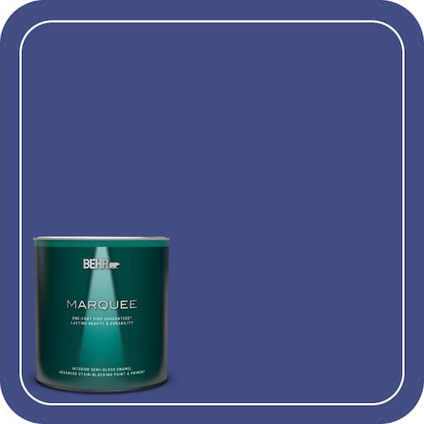 BEHR MARQUEE 1 qt. #MQ5-48 Boudoir Blue One-Coat Hide Semi-Gloss Enamel Interior Paint & Primer