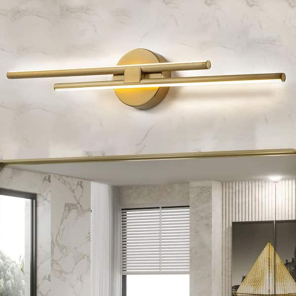 Bourget 31 in. 2-Light Gold LED Vanity Light Bar with 3000K for Bathroom, Bedroom, Living Room