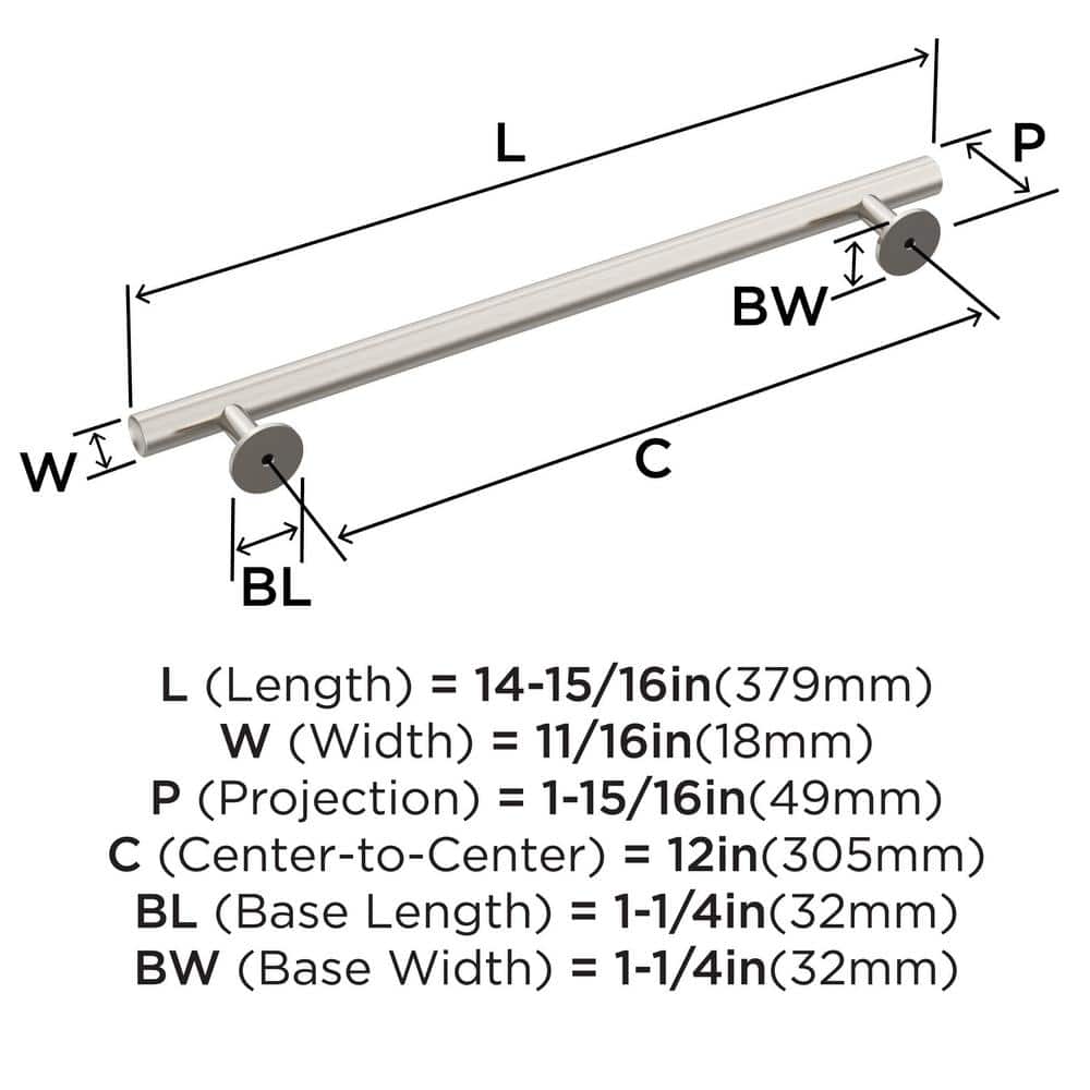 Brushed Nickel Modern Appliance Pull with Mounting Hardware