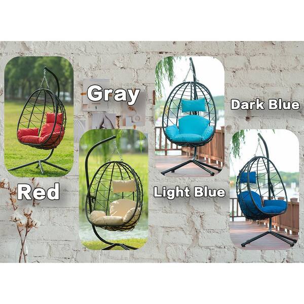 BTMWAY Outdoor Indoor Egg Chair with Stand and Light Blue