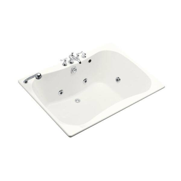KOHLER Infinity Bath 5 ft. Whirlpool Tub with Center Drain with Heater in White-DISCONTINUED