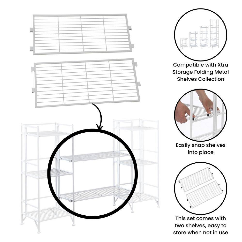 White Powder-Coated Metal Storage Shelf Extension Set, 25.5"