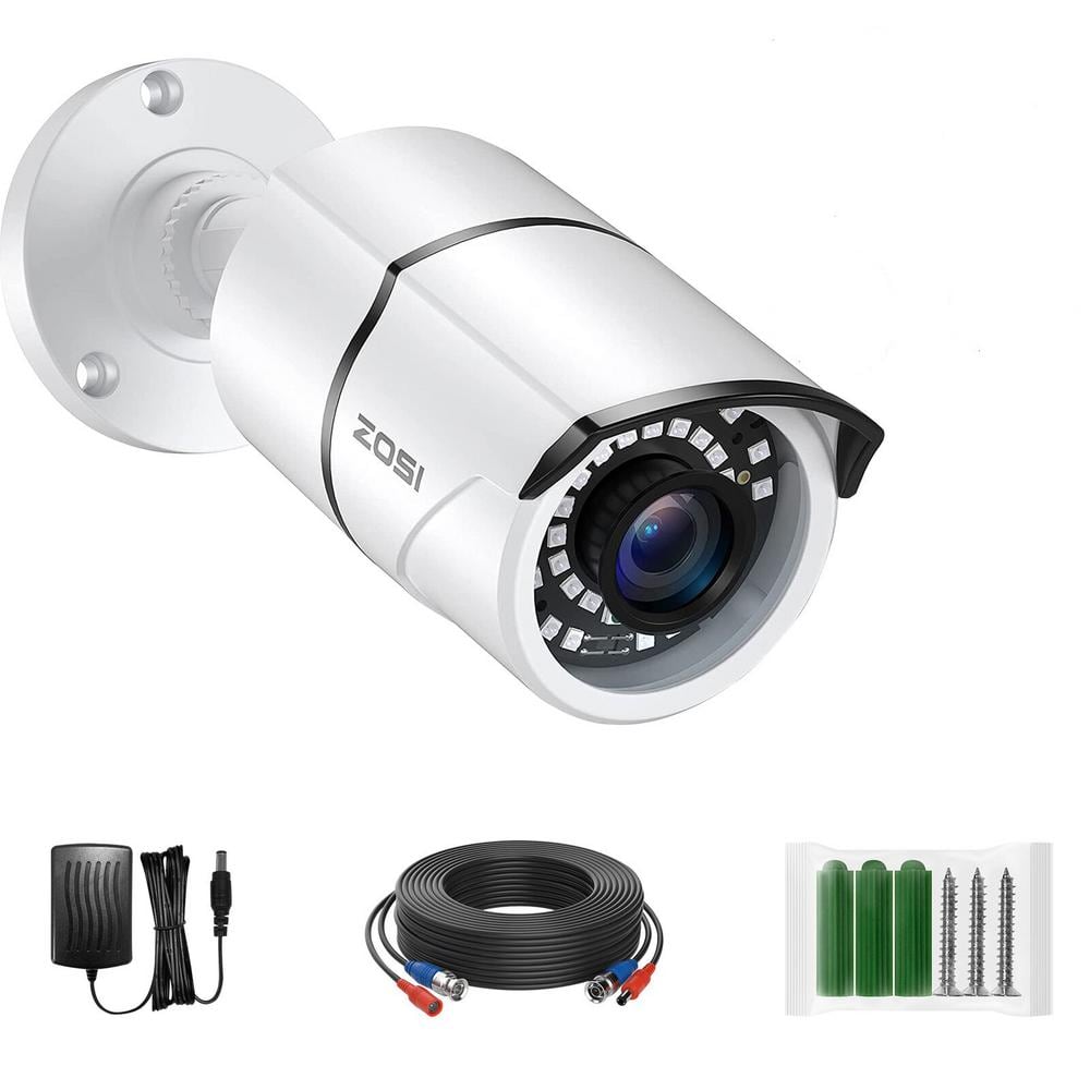 2.0MP Wired 1080p Outdoor Bullet Security Camera 4-in-1 Compatible for 1080p/720p TVI/CVI/AHD/CVBS DVR -  ZOSI, 1AK-2612C-WS