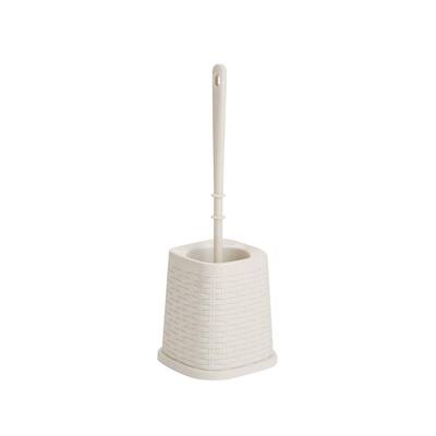 10.5 in. Plastic Toilet Brush and Holder in Ivory