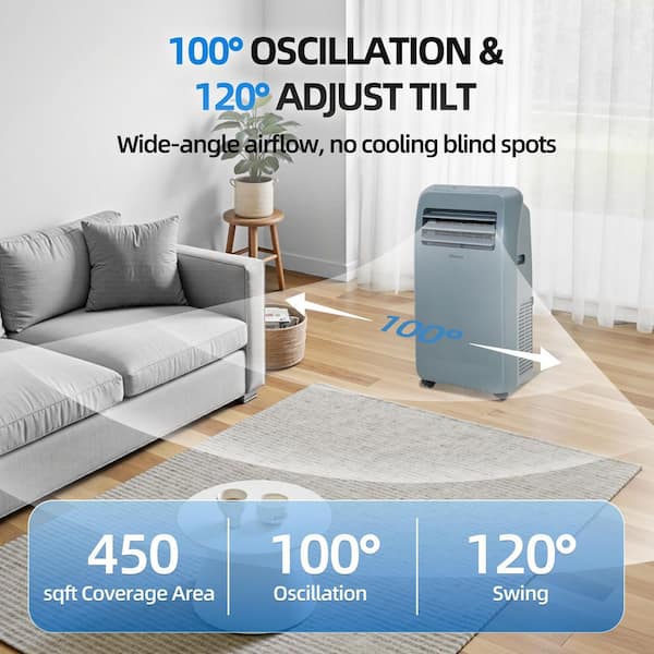 3-In-1 450 sq. ft. 12,000 BTU (ASHRAE) Portable Air Conditioner with Dehumidifier & 3-Speed Fan, Remote Control, Swing