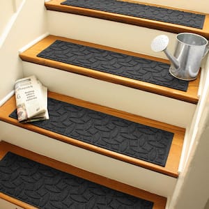 Weatherguard Pro Elipse 8.5 in. x 30 in. PET Polyester Indoor Outdoor Stair Tread Cover (Set of 4) Charcoal