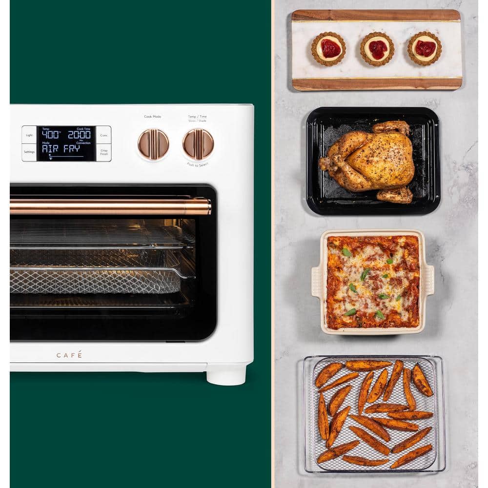 Café Matte White Air Fryer Toaster Oven with Copper Accents