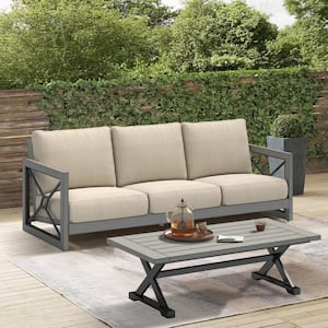 Marindo 2-Piece Aluminum Outdoor Conversation Sofa Set with Sunbrella Cushions