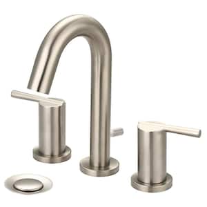 i2v 8 in. Widespread 2-Handle Bathroom Faucet with Brass Pop Up in Brushed Nickel