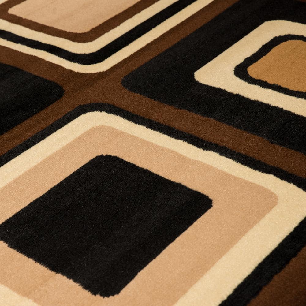 Dallas Geometric Brown Synthetic 8' x 10' Easy-Care Area Rug