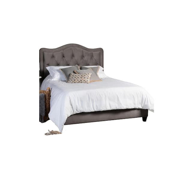 Leffler Home Allure Diamond Tufted King Upholstered Bed w/Side Rails and Footboard in Gray