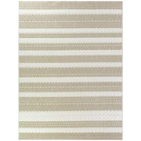 BALTA Caldwell Tan 5 ft. 3 in. x 7 ft. Stripe Indoor/Outdoor Area Rug