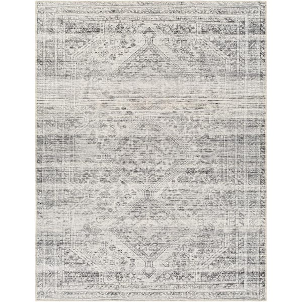 Livabliss Benali Gray/Cream 8 ft. x 10 ft. Medallion Machine-Washable Indoor Area Rug