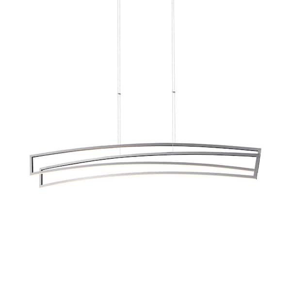 VONN Lighting Sirius 46 in. 72-Watt Silver ETL Certified Integrated LED Linear Chandelier Height Adjustable Hanging Pendant Light