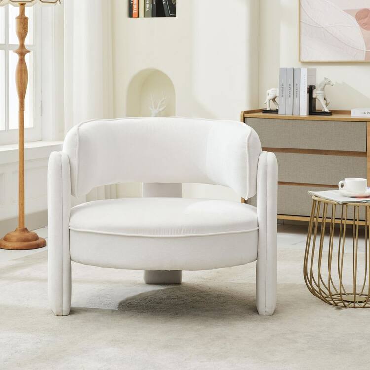 JEAREY Polyester Upholstered Accent Arm Chair in Beige