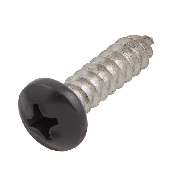 #10 x 3/4 in. Black Stainless Steel Phillips Pan Head Standard Sheet Metal Screw (20-Pack)