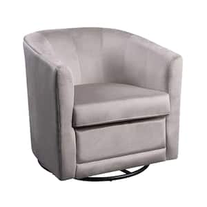 Kappa Taupe Beige Velvet Upholstered Swivel Chair