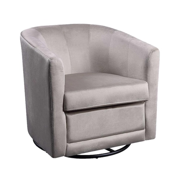 4D Concepts Kappa Taupe Beige Velvet Upholstered Swivel Chair