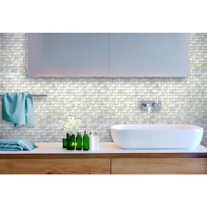 White and Gray 11.7 in. x 11.7 in. Square Polished Glass and Stone Mosaic Tile (4.75 sq. ft./Case)