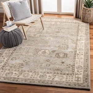 Royalty Silver/Cream 7 ft. x 7 ft. Square Border Area Rug