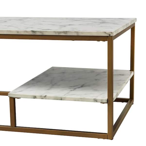 72 Marmo Large 5 Tier Display Shelf Faux Marble/Brass - Teamson Home