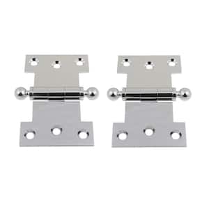 2-1/2 in. x 4 in. Solid Brass Polished Chrome Parliament Hinge with Ball Finials (1-Pair)