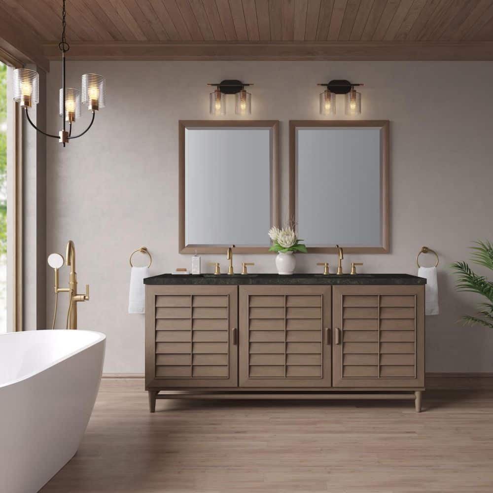 Portland 72.0 in. Double Bath Vanity in Whitewashed Walnut with Phantome Engineered Composite Top price history on PriceWatchPro
