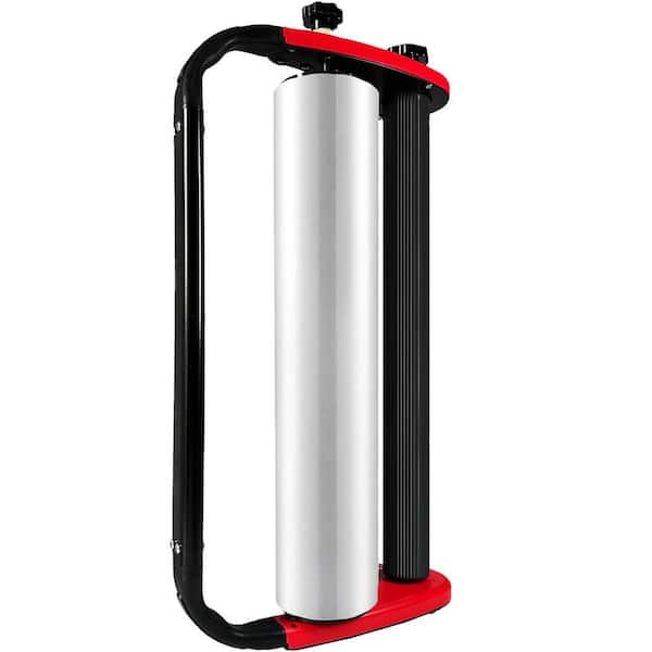 Ergonomic Stretch Film Dispenser 15 in. Single-Hand Use Adjustable Tension Knob Double Roller Design for Tight Wrapping
