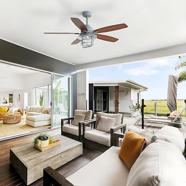 52 in. Indoor Farmhouse Sliver Ceiling Fan with Light, 6-Speed DC Motor and Remote Control