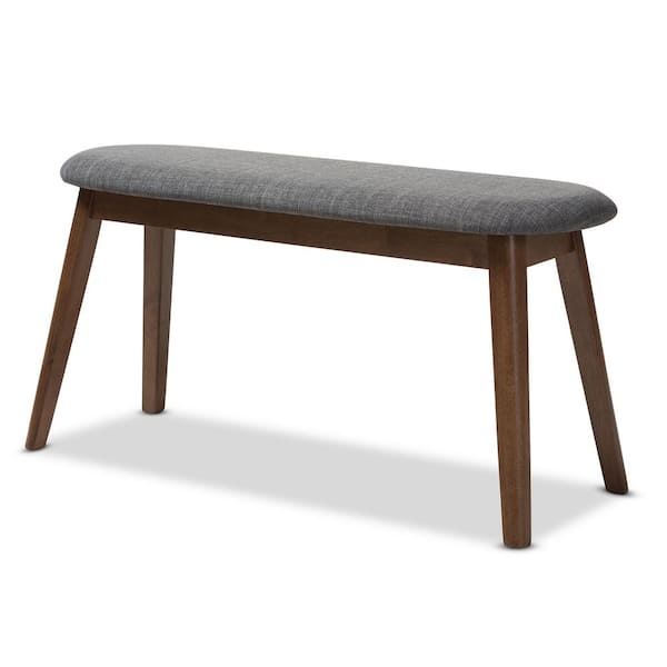 Baxton studio espresso finished grey fabric on sale upholstered entryway bench