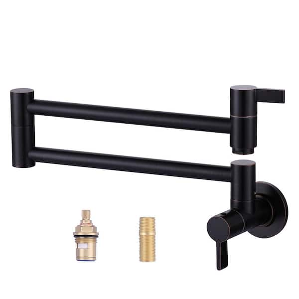 ARCORA Wall Mounted Pot Filler Kitchen Faucet with 2 Handle in Oil Rubbed Bronze