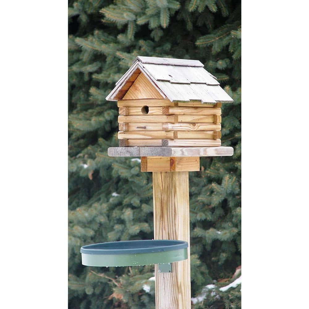 Green Plastic 14-Inch Heated Outdoor Birdbath
